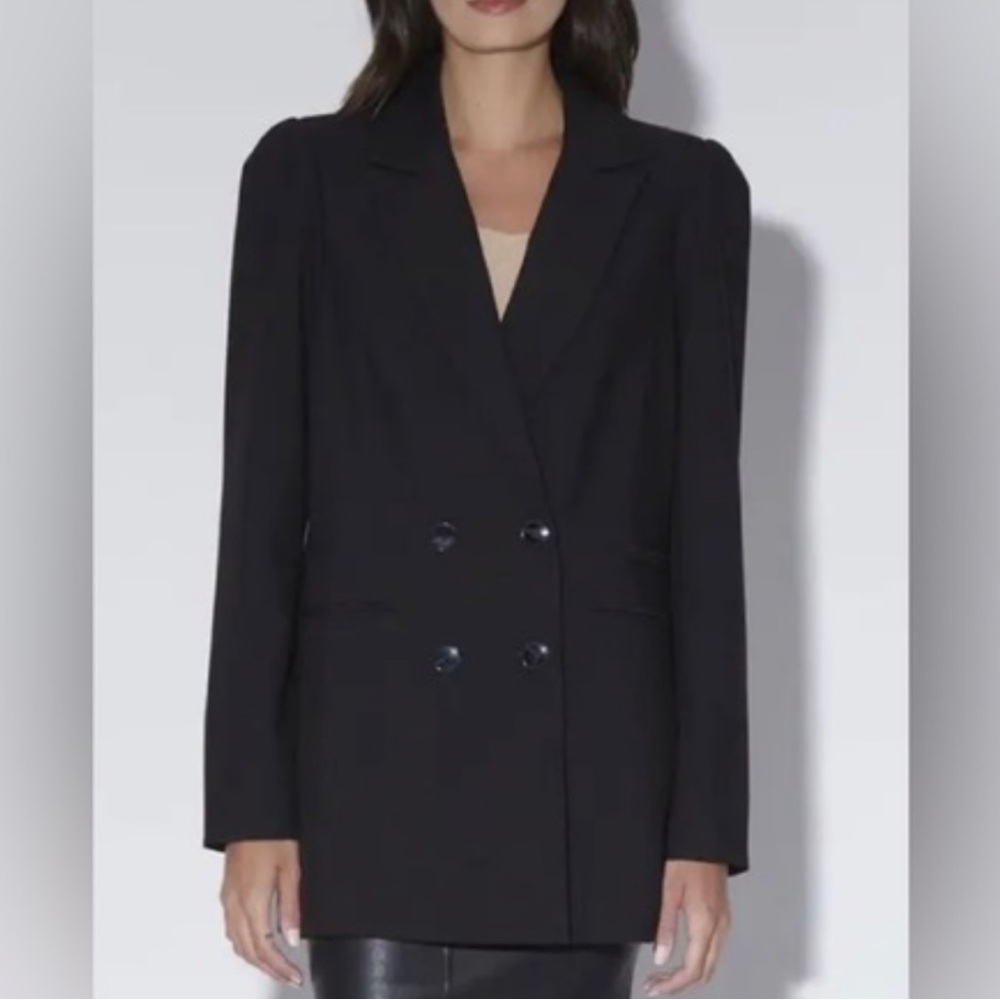NWT Walter Baker Ariel Black Double Breasted Blazer Size XS